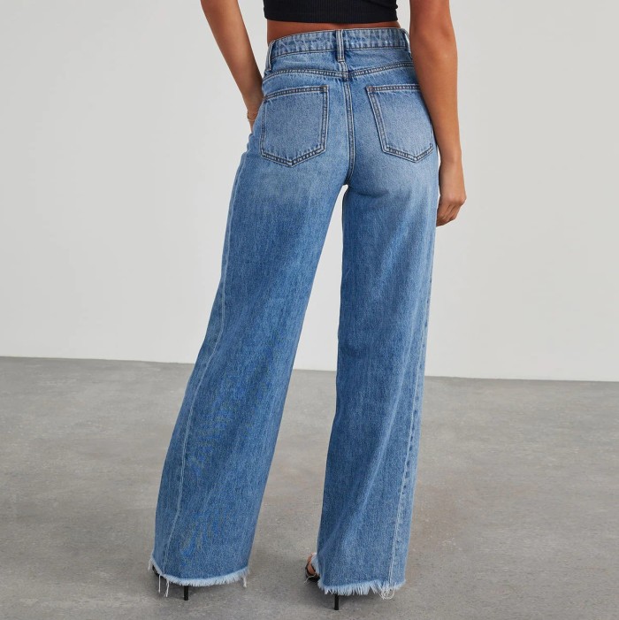 New Women Denim Pants Wide Leg Jeans Casual Loose Baggy Mid Waist Thin Pants Skinny Jeans Female Streetwear Denim Trousers