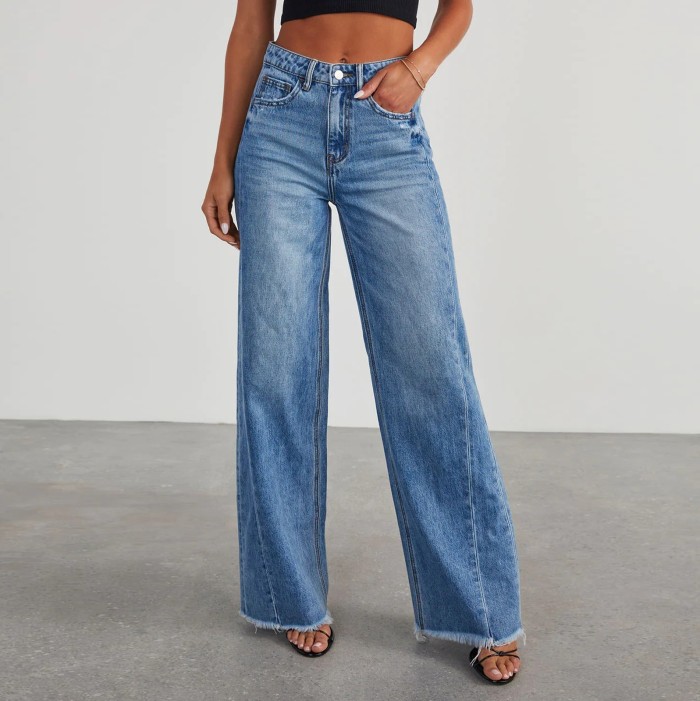 New Women Denim Pants Wide Leg Jeans Casual Loose Baggy Mid Waist Thin Pants Skinny Jeans Female Streetwear Denim Trousers