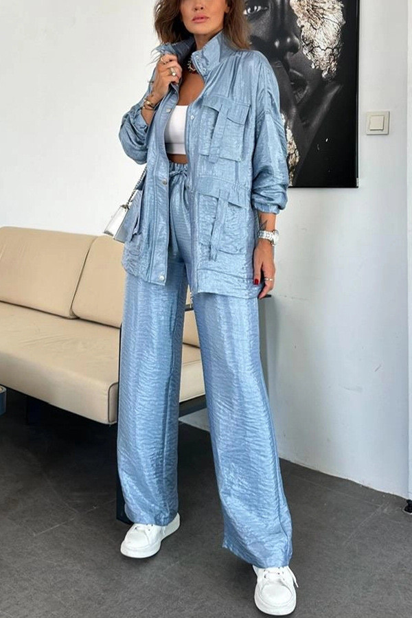 SuperAen European and American Style Women's New 2025 Fashion Solid Color Jacket Trousers Two Pieces Set