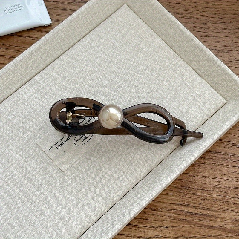 1pc Large Elegant Bowknot Hair Clip for Women - Sweet & Sophisticated Twisted Hairpin with Black & White Accent, Durable Hair Accessory for Ponytails, Buns, Braids - Wedding, Party, Everyday Hairstyles