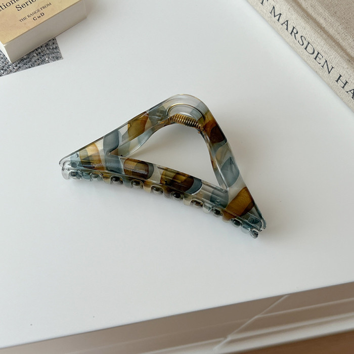 Large Retro Leopard Print Hair Clip with Bowknot - Color-Blocked Tortoiseshell-like Shell Design, Vintage Elegant Hair Accessory for Women