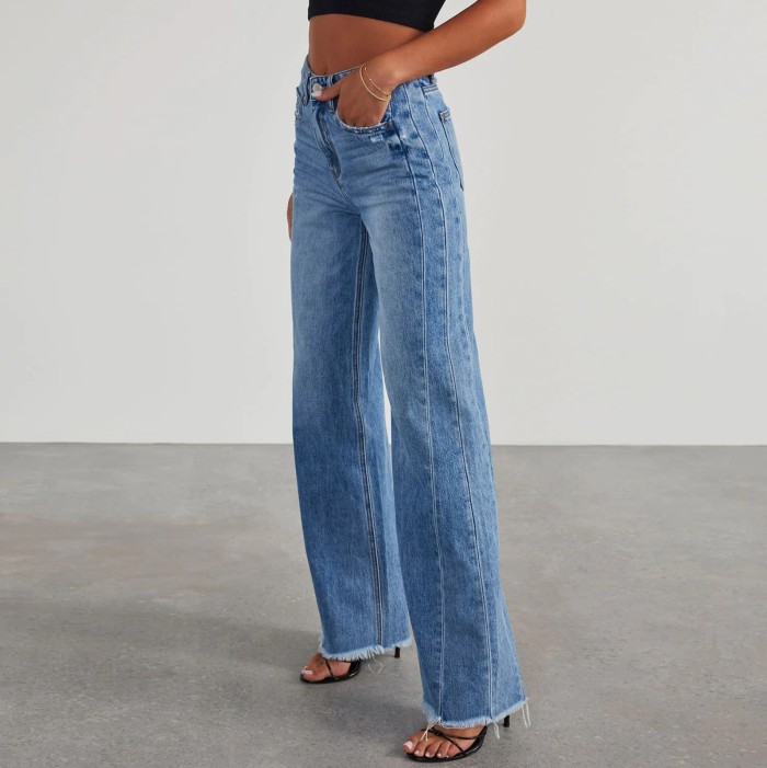 New Women Denim Pants Wide Leg Jeans Casual Loose Baggy Mid Waist Thin Pants Skinny Jeans Female Streetwear Denim Trousers