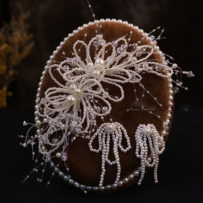 New Butterfly Hot Tassel Pearl Exquisite Hairpin Princess Bride Wedding Dress Headwear Senmeisen Crystal Hair Accessories