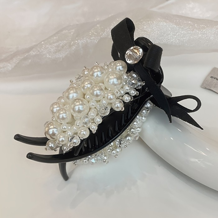 Women's Large Hair Clip - Elegant Floral-like design with Beads, Secure hold for updos, weddings, proms, Everyday & Formal Events - Vintage Hairpin for Women