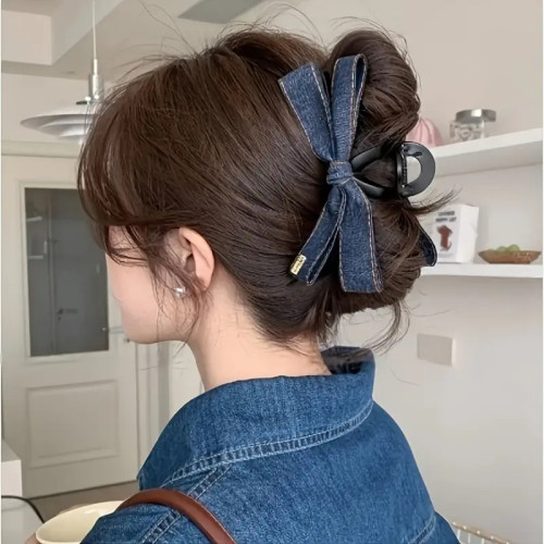 Elegant Bow Hair Clip - Women's Hairpin with Loop Design, Secure Hold for Updos, Ponytails, Braids - Perfect Birthday, Wedding, Mother's Day Gift - Classic Formal & Everyday Hairstyle Accessory