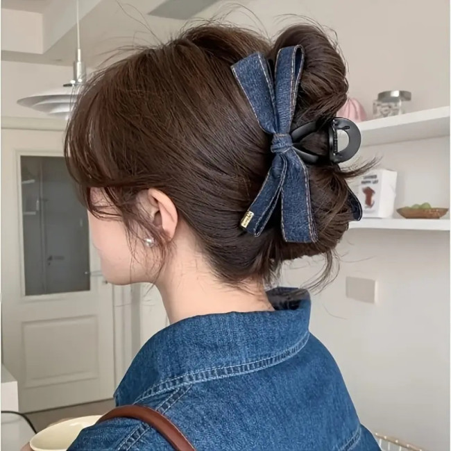 Elegant Bow Hair Clip - Women's Hairpin with Loop Design, Secure Hold for Updos, Ponytails, Braids - Perfect Birthday, Wedding, Mother's Day Gift - Classic Formal & Everyday Hairstyle Accessory