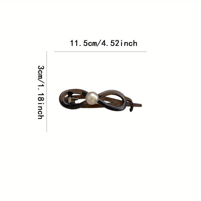 1pc Large Elegant Bowknot Hair Clip for Women - Sweet & Sophisticated Twisted Hairpin with Black & White Accent, Durable Hair Accessory for Ponytails, Buns, Braids - Wedding, Party, Everyday Hairstyles