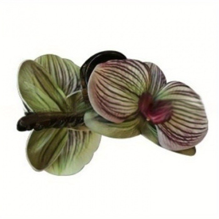 Women's Elegant Floral Claw Hair Clip - Butterfly-like flower design with Grip, Non-Slip Hairpin for Updos, Formal Events, Everyday Hairstyles - Green Floral Hair Accessory for Women, Hairstyle Enhancer, Sophisticated Hairpiece, Detailed Craftsmanship, Fashion Lovers