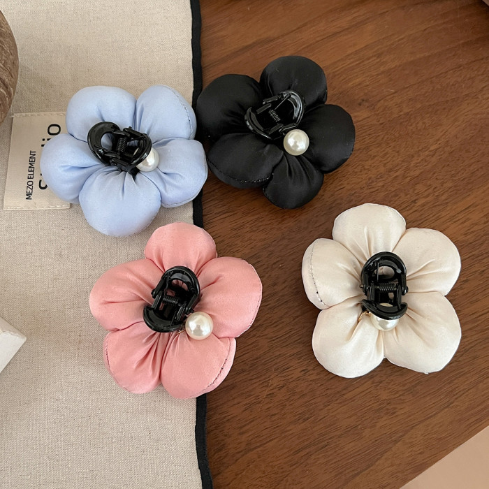 Elegant 3D Floral Hair Clip with Faux - Small Half-Up Shark Clip for Women, Secure Hold for Half-Up Styles, Black Flower Bud Hair Accessory for Casual & Formal Events, Hair Accessories for, Formal Event Hairpiece, Sophisticated Design, Durable Hairpiece