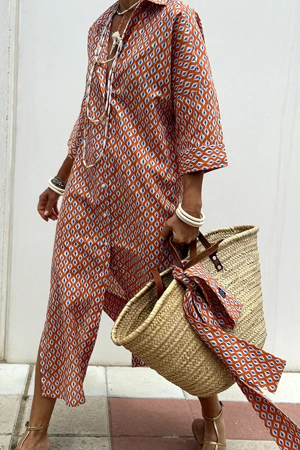 Casual Striped Shirt for Women Vintage Women's Blouses Long Dress Fashion Elegant Youth Female Button Up Shirt Dress