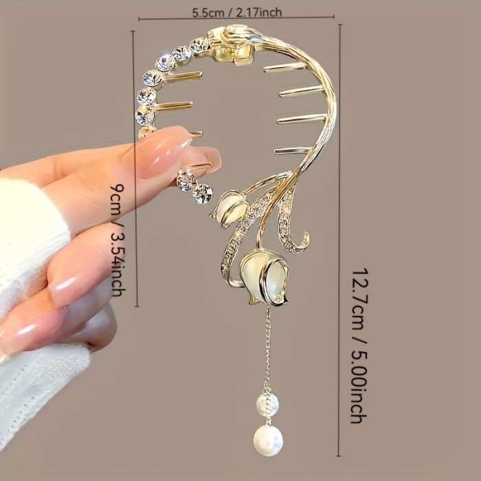 Luxury Tassel Hair Clip 2 Pieces Vintage Luxury Tassel Hair Clip with Artificial Pearl Design | Women's Hair Accessories for Daily, Commuting, Banquets, Festive Parties - Buy One Get One Free, Ideal Gift Choice