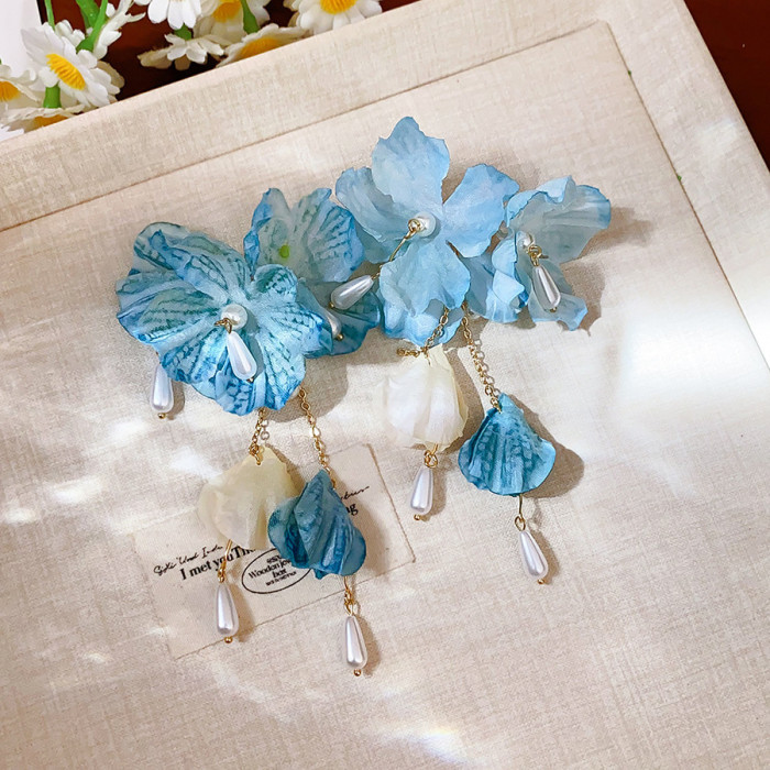 Exquisite White Color Shell Flower Long Tassel Earrings for Women Ins Style Statement Plant Elegant Ear Jewelry Accessories