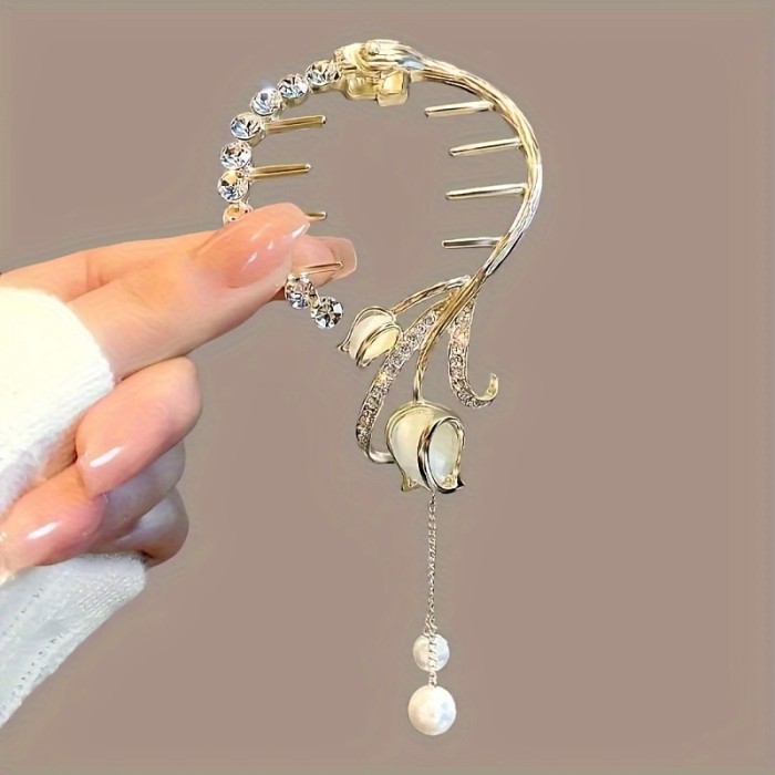 Luxury Tassel Hair Clip 2 Pieces Vintage Luxury Tassel Hair Clip with Artificial Pearl Design | Women's Hair Accessories for Daily, Commuting, Banquets, Festive Parties - Buy One Get One Free, Ideal Gift Choice