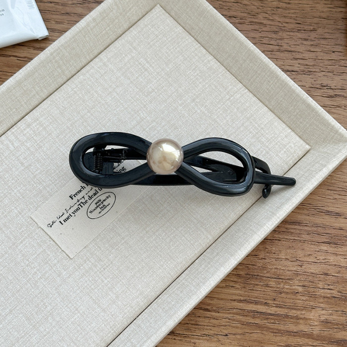 1pc Large Elegant Bowknot Hair Clip for Women - Sweet & Sophisticated Twisted Hairpin with Black & White Accent, Durable Hair Accessory for Ponytails, Buns, Braids - Wedding, Party, Everyday Hairstyles