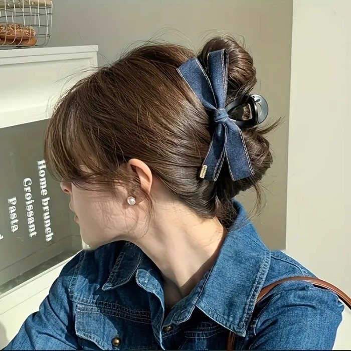 Elegant Bow Hair Clip - Women's Hairpin with Loop Design, Secure Hold for Updos, Ponytails, Braids - Perfect Birthday, Wedding, Mother's Day Gift - Classic Formal & Everyday Hairstyle Accessory