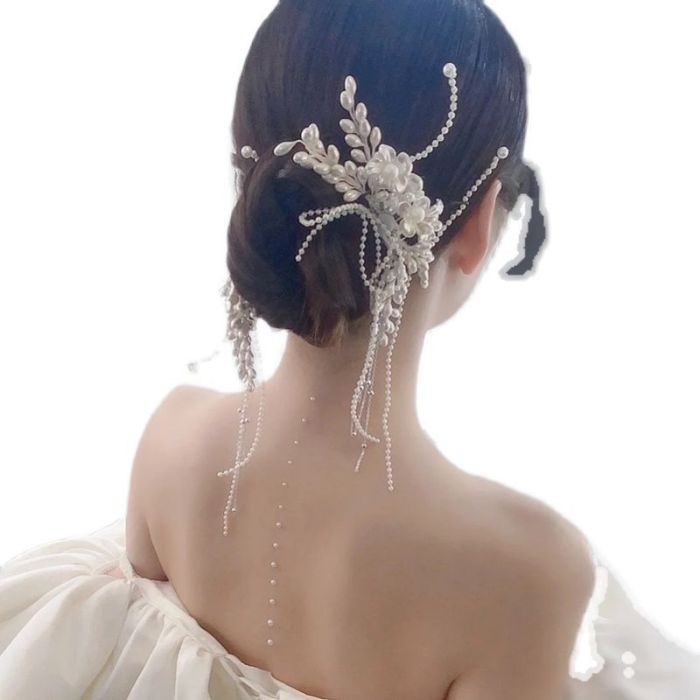 New Butterfly Hot Tassel Pearl Exquisite Hairpin Princess Bride Wedding Dress Headwear Senmeisen Crystal Hair Accessories