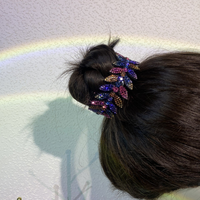 1pc Women's Elegant Rhinestone Leaf Hair Clip - Non-Slip Grip Ponytail Bun Holder, Sparkling Leaf Design Hair Claw for Wedding, Party, Everyday - Perfect Gift for Women (No Feathers), Cute Hair Accessories, Wedding Hairpiece, Vibrant Design