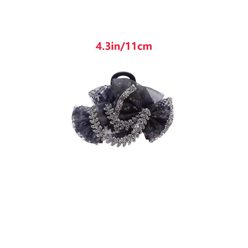 Women's Large Black Rhinestone Hair Clip - Vintage Victorian-Inspired -Adorned Hairpin with Large Hoop, Hold for Wedding, Prom, Ball Gowns, Princess Updo Accessories (1pc)