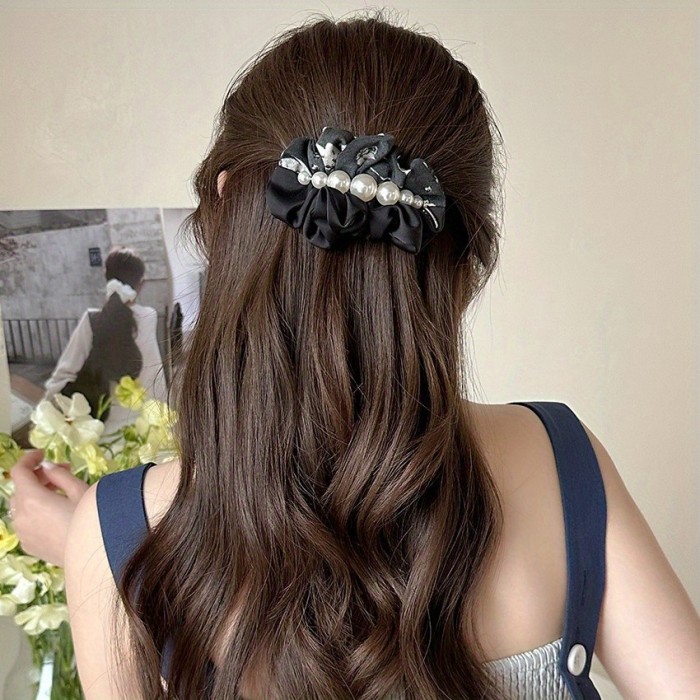 Elegant Vintage Hair Clip - One-Sided Spring Clamp with Faux Imitation Pearl Accent, Hold for 's Updos, Ponytails, Buns - Formal & Everyday Hairstyles - Hair for