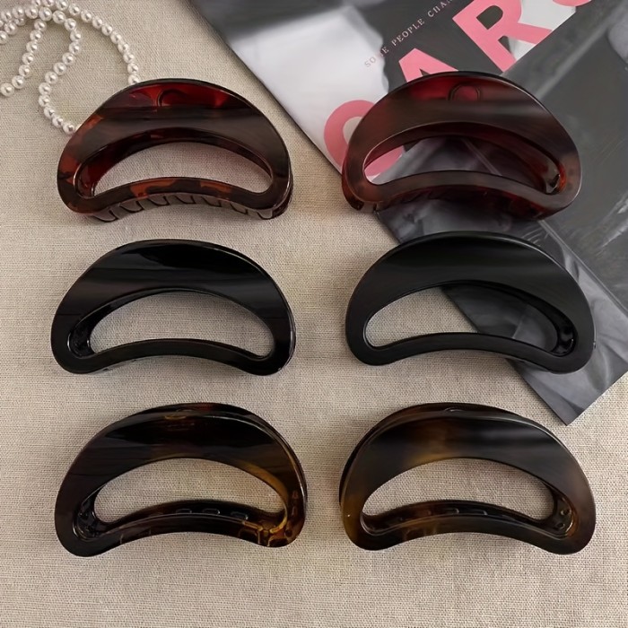 6pcs Large Shark Clip Hair Clips for Women - Elegant Retro Matte Finish, Durable Acrylic Hair Accessories in Red, Black, Brown, Perfect for Daily Wear & Festive Parties, Festive Hair Accessories | Vintage Hair Clips | Durable Hair Clips, Hair Accessories for