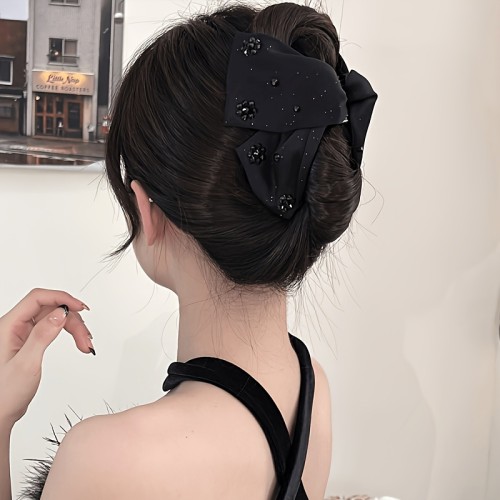 Vintage Elegant Fabric Butterfly Hair Claw Clip with Starlight Accents - Middle-Sized Secure Hold Hairpin for Women & Teens 14+, Formal & Casual Hairstyles, Butterfly Hair Clips, Hairstyle Enhancer, Sophisticated Accessory, Decorative Elements costume headwear