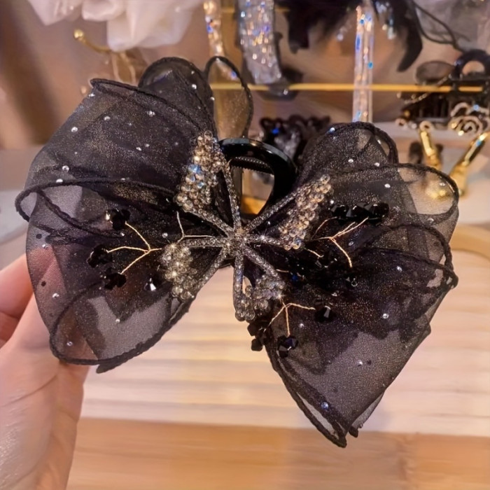 Diamond-Encrusted Mesh Butterfly Bow Hair Clip, a Sweet 'S Headwear, an Ideal Gift