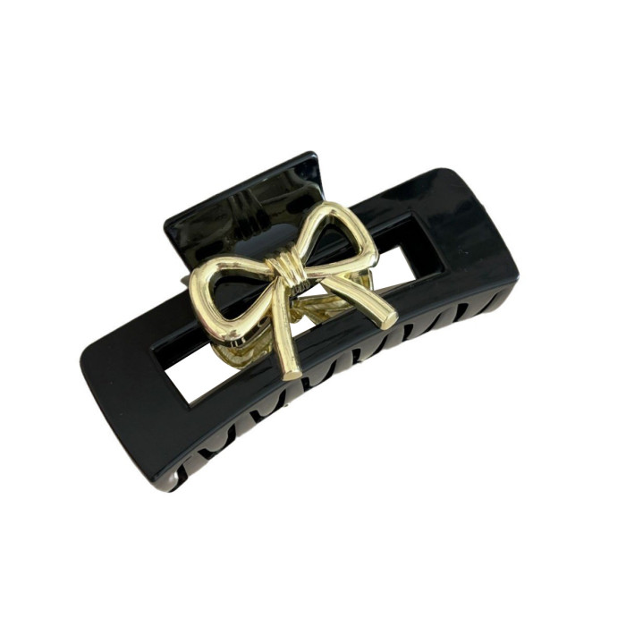 Elegant Metallic Ribbon Bow Hair Clip with Shark Clip - Stylish High-End Hair Accessory for Women, Secure Hold for Updos, Ponytails, Buns & Braids, Durable Metal Design for Weddings, Parties & Formal Events, Hair Accessories for Updos, Party Hairpiece, Sophisticated Style, Metallic Finish