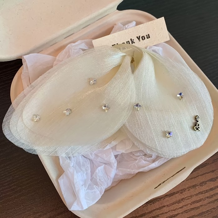 💎Korean Luxury Diamond Bow Hair Clip ✨ Elegant Mesh Shark Clip for Women