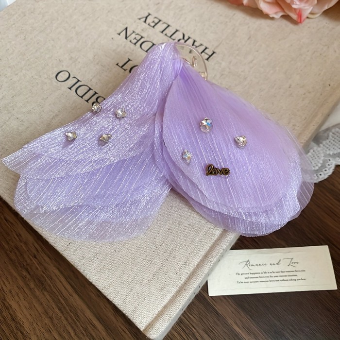 💎Korean Luxury Diamond Bow Hair Clip ✨ Elegant Mesh Shark Clip for Women