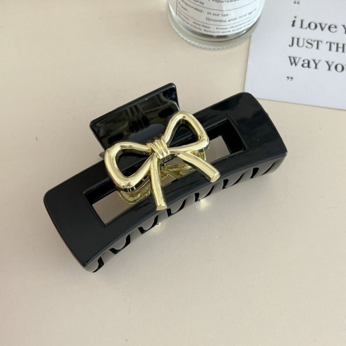 Elegant Metallic Ribbon Bow Hair Clip with Shark Clip - Stylish High-End Hair Accessory for Women, Secure Hold for Updos, Ponytails, Buns & Braids, Durable Metal Design for Weddings, Parties & Formal Events, Hair Accessories for Updos, Party Hairpiece, Sophisticated Style, Metallic Finish