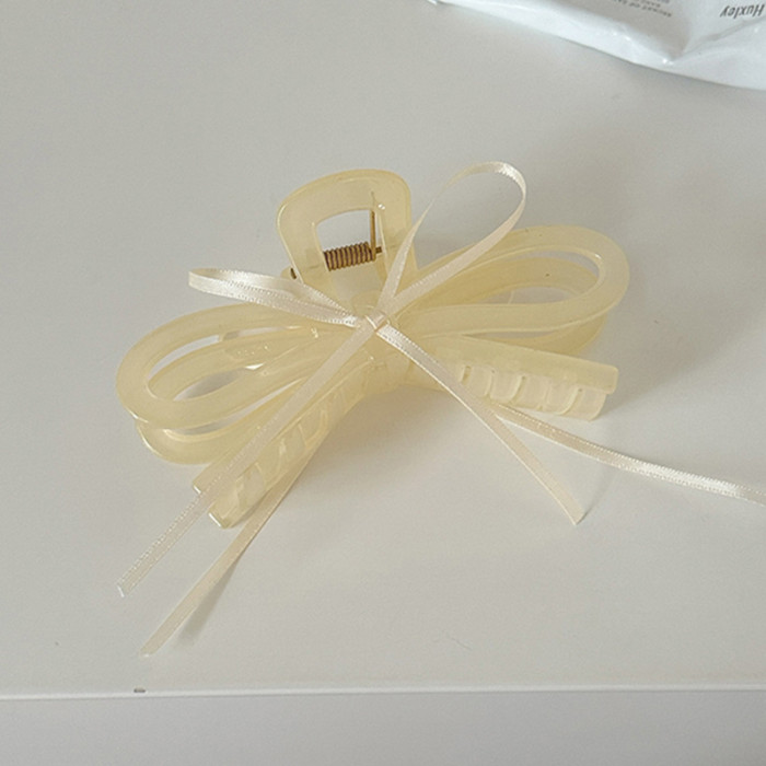 Single Large Elegant Bow Tie Hair Clip - Minimalist Ballet-Inspired Hair Accessory with Ribbon-like Design & Secure Shark Clip for Women, Brown Hair - Versatile for Everyday & Special Occasions (Durable, Non-Slip)