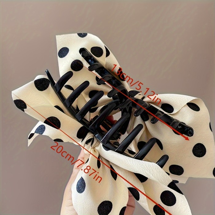 Elegant Hair Claw Clip - hold for updos, buns, ponytails - Black and White Polka Dot Hair accessory for, Formal Events, Everyday Hairstyles - Vintage Hair Clip for Volume & Grip, Special Occasion Hairpiece, Classic Bow Design, Highquality Hairpiece