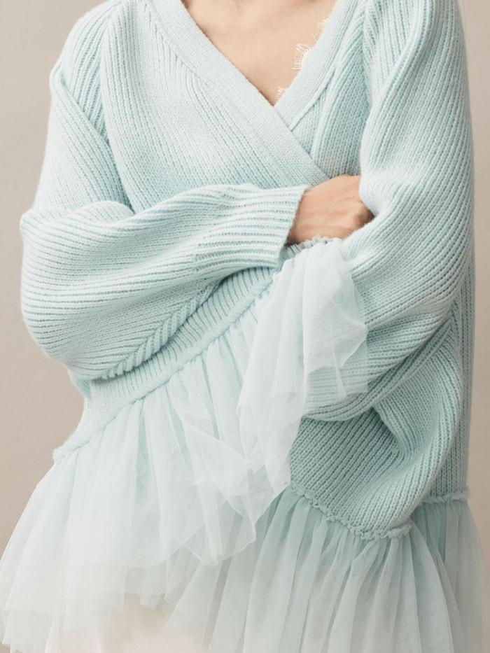 Elegant Casual Commuting Overcoat 2025 Autumn Winter New Lace Hem Knitted Cardigans Ladies Solid Color Loose Warm Sweater Coat