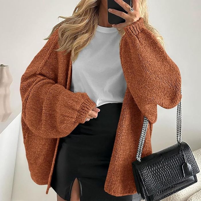 Autumn Winter Casual Loose Street Knitted Coat Women Elegant Hight Street Short Outercoat Sexy V-neck Long Sleeve Sweater Jacket