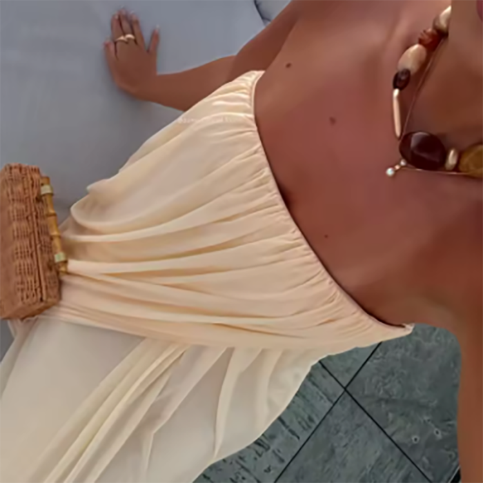 Sexy Tube Top Off Shoulder Ruffles Evening Dress Elegant Solid Sleeveless Banquet Dress Summer Casual Irregular One-piece Robes