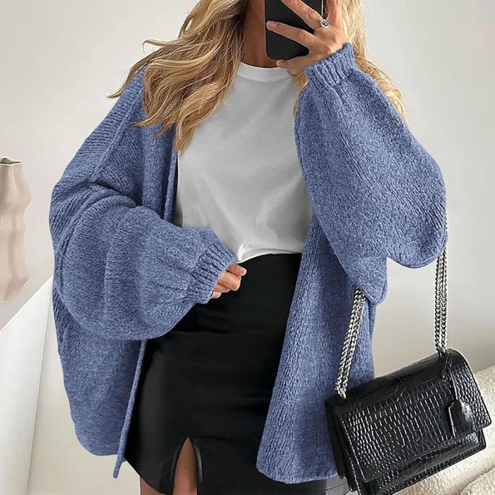 Autumn Winter Casual Loose Street Knitted Coat Women Elegant Hight Street Short Outercoat Sexy V-neck Long Sleeve Sweater Jacket