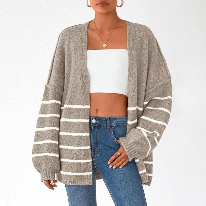 Autumn Winter Casual Loose Street Knitted Coat Women Elegant Hight Street Short Outercoat Sexy V-neck Long Sleeve Sweater Jacket