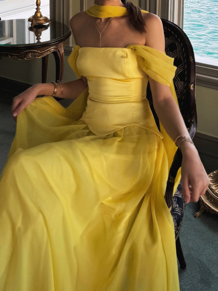 French Style Elegant Satin Spliced Mesh Dress Elegant Tube Top Sleeveless Pleat Evening Dress Sexy Backless Ribbon Women's Dress