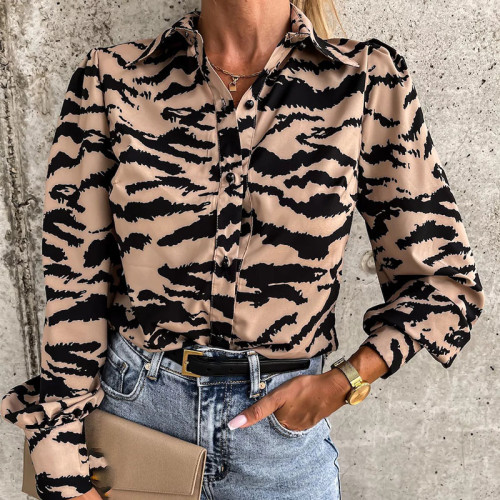 2025 Elegant Button Spring Shirt Streetwear Autumn New Fashion Flower Print Commuting Top Women Casual Lapel Collar Loose Blouse