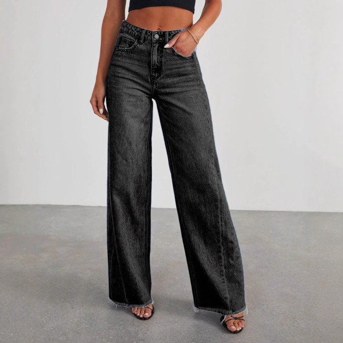 New Women Denim Pants Wide Leg Jeans Casual Loose Baggy Mid Waist Thin Pants Skinny Jeans Female Streetwear Denim Trousers