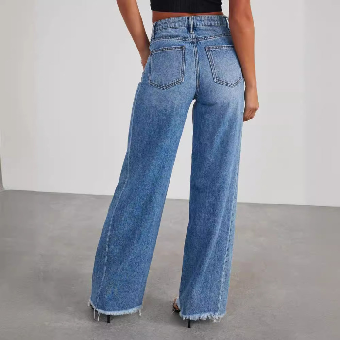 New Women Denim Pants Wide Leg Jeans Casual Loose Baggy Mid Waist Thin Pants Skinny Jeans Female Streetwear Denim Trousers