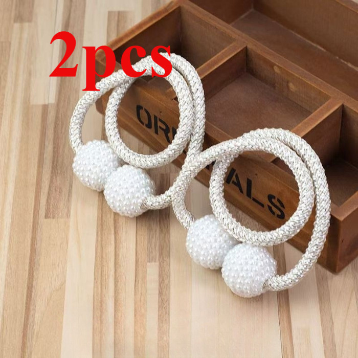 New Magnetic Curtain Tiebacks with Faux Pearl Decorations, Elegant Polyester Cord Clips for Home and Room Decoration, Stylish Window Treatment Accessories, Suitable for 24 Festivals, Curtain Tie Back Black, Curtain Holdback, Curtain Holder, Curtain Tie Back, Curtain Attache, Magnetic Curtain Holder, Curtain Hook Magnet, Curtain Accessorie