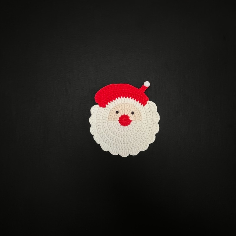 Handmade Crochet Santa Claus Coasters - Festive Red and White Decor, Durable Fabric Drink Tray, Holiday Table Setting, Unique Christmas Gift, Seasonal Tableware, Full of Love Crafted Suitable for All Four Seasons