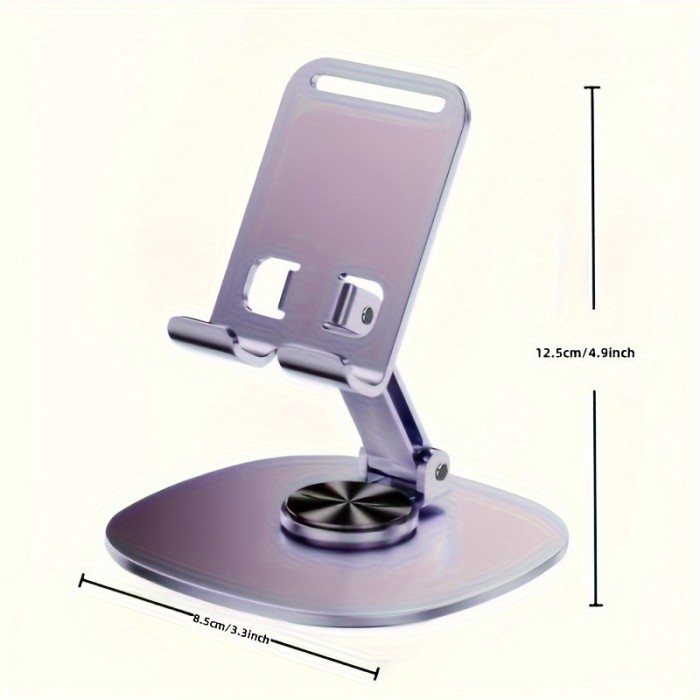 Metal Phone Stand - Waterproof, 360° Rotating Desktop Holder with 2-Section Adjustable Folding Design, Suitable for Office and Bedside Use. Suitable for All Seasons, Phone Stand, Desktop Phone Holder, Desktop Stand, Aluminum Laptop Base, Mobile Stand Holder, Tablet Holder, Tablet Stand, Handy Stand, Desk Accessory