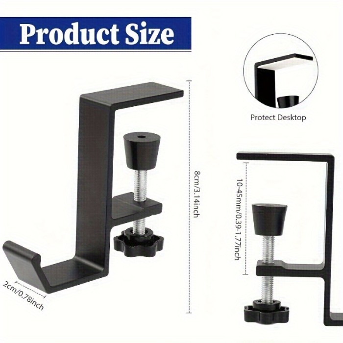Adjustable Desktop Hook, Clip-On Headphone Stand for Women's Bags with Adjustable Arm and Backpack Holder Suitable for Handbags & Wallets Storage on Tabletop – Ideal to Hold Purses, Keys, Cards, Earphones etc. All Seasons Use, Utility Hooks