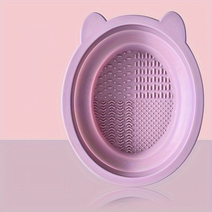 Makeup Brush Cleaning Tool, Powder Puff & Beauty Sponge Set with Silicone Folding Washing Tools - Suitable for 3 Holidays