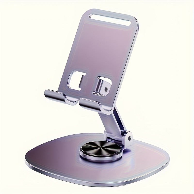 Metal Phone Stand - Waterproof, 360° Rotating Desktop Holder with 2-Section Adjustable Folding Design, Suitable for Office and Bedside Use. Suitable for All Seasons, Phone Stand, Desktop Phone Holder, Desktop Stand, Aluminum Laptop Base, Mobile Stand Holder, Tablet Holder, Tablet Stand, Handy Stand, Desk Accessory