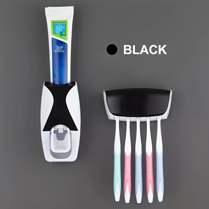 No-Drill Wall Mounted Toothpaste Squeezer, Creative Lazy Brush Holder with Automatic Pump Set for All 4 Seasons