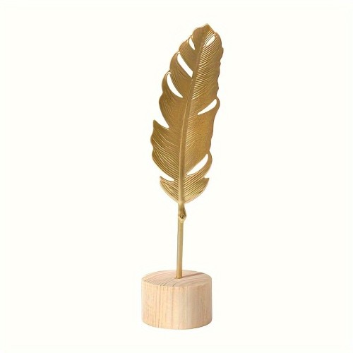 Nordic Style Light Luxury Metal Crafts Creative Home Living Room Entrance Wine Cabinet Decoration Iron Art Ginkgo Leaf Ornament Suitable for 27 Festivals, Decorative Feather, Feather Ornament, Statue, Ornament For Home Decor