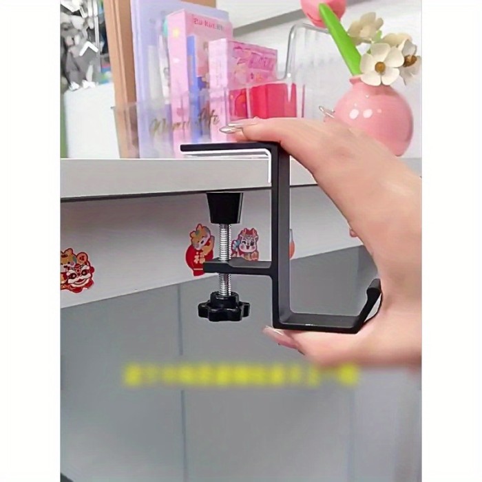 Adjustable Desktop Hook, Clip-On Headphone Stand for Women's Bags with Adjustable Arm and Backpack Holder Suitable for Handbags & Wallets Storage on Tabletop – Ideal to Hold Purses, Keys, Cards, Earphones etc. All Seasons Use, Utility Hooks